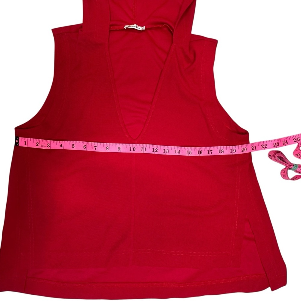 Morhuduck Two-Piece Red Waffle Knit Sleeveless Hooded Tank and Pant Set Size M N - Picture 9 of 14